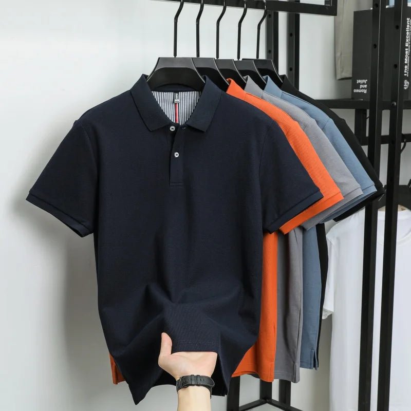 SaneShoppe-Men's Classic Polo Shirt: High-End Business & Leisure Wear, 100% Cotton for Daily Comfort