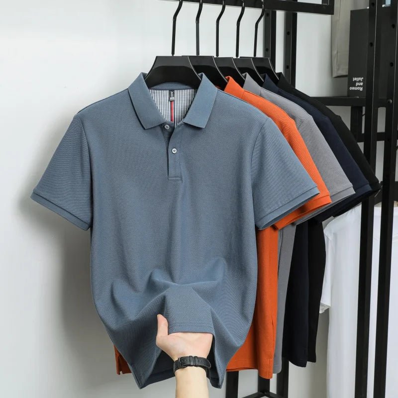 SaneShoppe-Men's Classic Polo Shirt: High-End Business & Leisure Wear, 100% Cotton for Daily Comfort