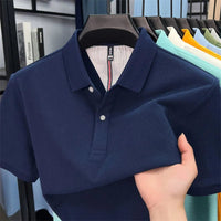 SaneShoppe-Men's Summer Polo Shirt: Breathable Cotton, Korean Style, Business Casual