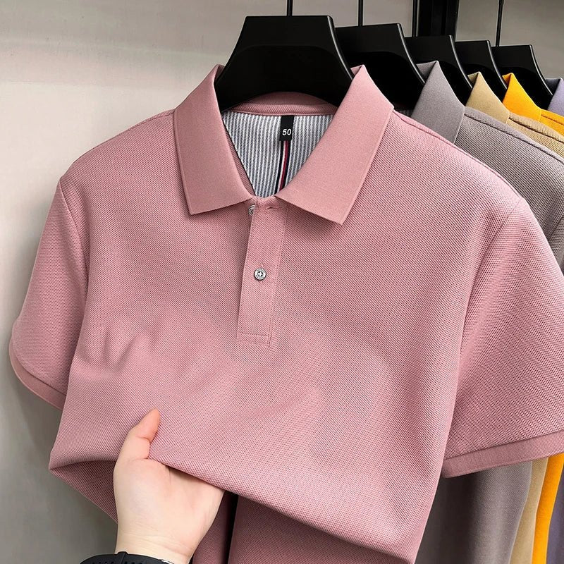 SaneShoppe-Men's Summer Polo Shirt: Breathable Cotton, Korean Style, Business Casual