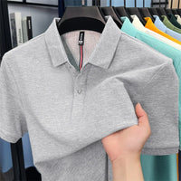 SaneShoppe-Men's Summer Polo Shirt: Breathable Cotton, Korean Style, Business Casual