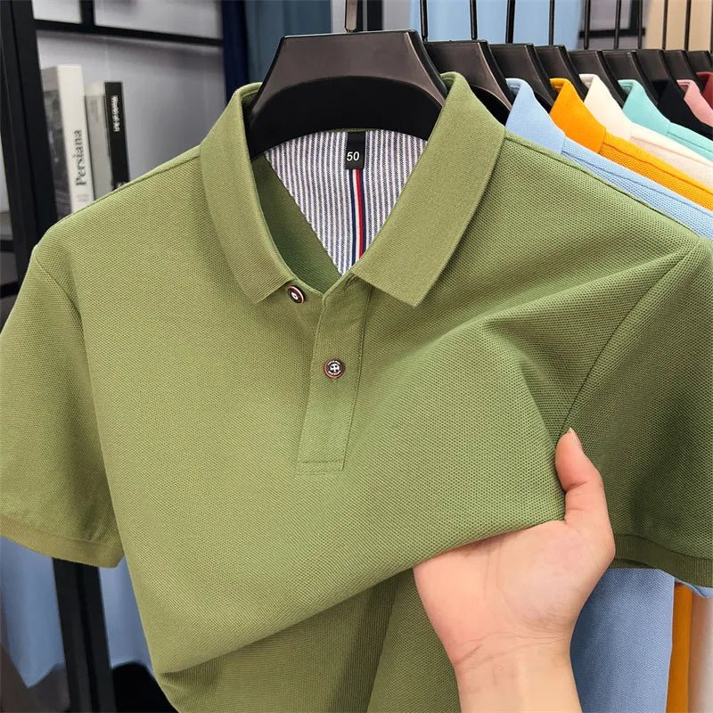 SaneShoppe-Men's Summer Polo Shirt: Breathable Cotton, Korean Style, Business Casual