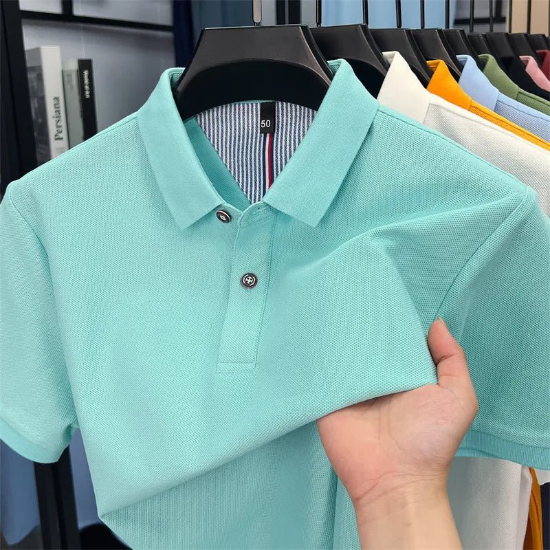 SaneShoppe-Men's Summer Polo Shirt: Breathable Cotton, Korean Style, Business Casual