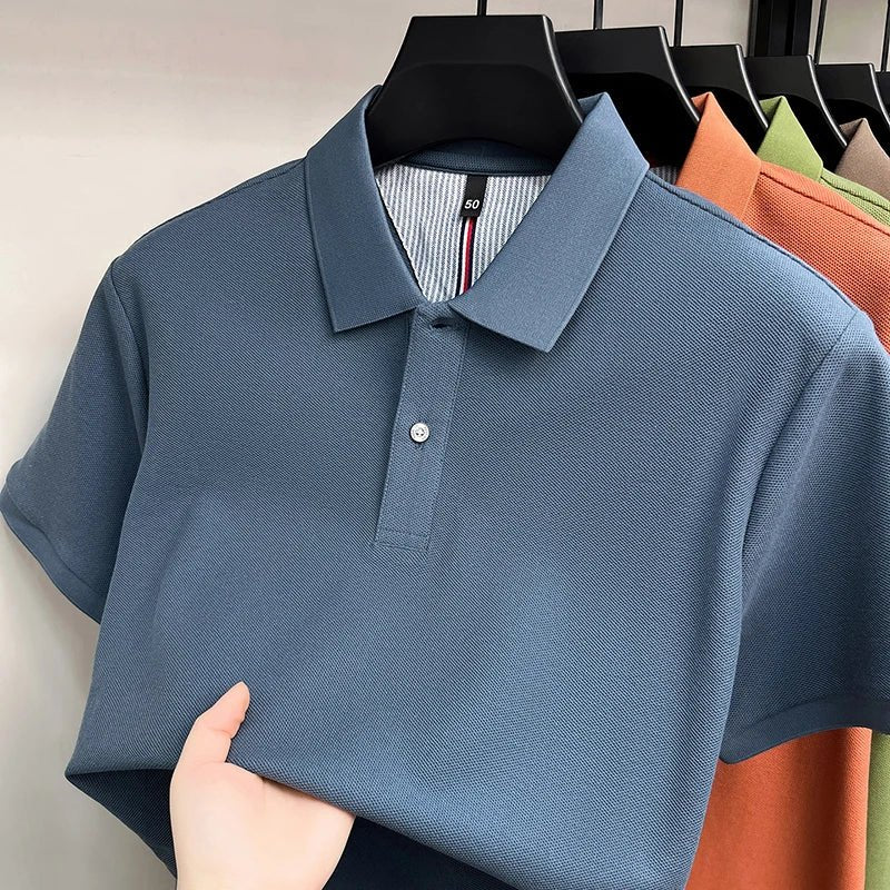 SaneShoppe-Men's Summer Polo Shirt: Breathable Cotton, Korean Style, Business Casual