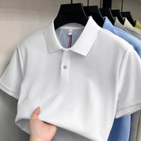 SaneShoppe-Men's Summer Polo Shirt: Breathable Cotton, Korean Style, Business Casual