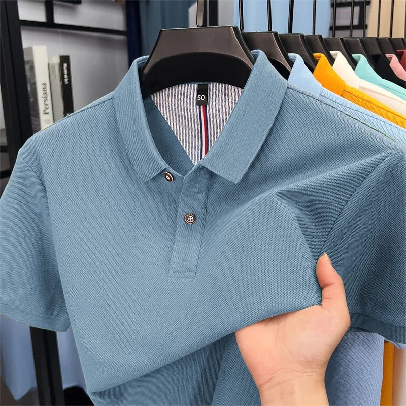 SaneShoppe-Men's Summer Polo Shirt: Breathable Cotton, Korean Style, Business Casual