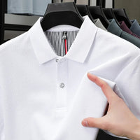 SaneShoppe-High-Quality Men's Polo Shirt: Summer Fashion Solid Color Striped T-Shirt