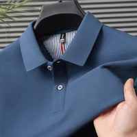 SaneShoppe-High-Quality Men's Polo Shirt: Summer Fashion Solid Color Striped T-Shirt