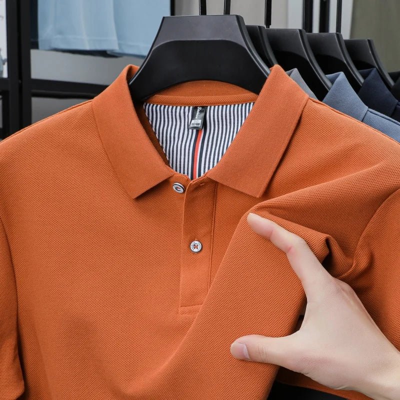 SaneShoppe-High-Quality Men's Polo Shirt: Summer Fashion Solid Color Striped T-Shirt