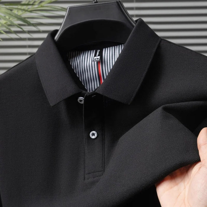 SaneShoppe-High-Quality Men's Polo Shirt: Summer Fashion Solid Color Striped T-Shirt