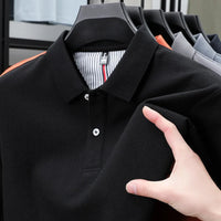 SaneShoppe-High-Quality Men's Polo Shirt: Summer Fashion Solid Color Striped T-Shirt