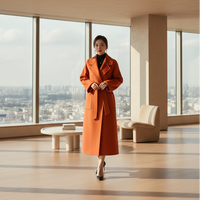 SaneShoppe - 100% Wool Coat Women's Wear 2025 Autumn/Winter Fashion Temperament Double sided Cashmere Coats with Belt Elegant Long Overcoat