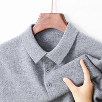 SaneShoppe - 100% Wool. High - quality Men's Warm Sweater, Business Casual Stretchable POLO Shirt, Fall/winter Pullover Knitted Sweater.