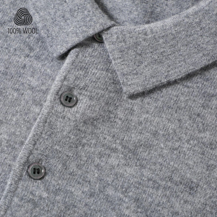 SaneShoppe - 100% Wool. High - quality Men's Warm Sweater, Business Casual Stretchable POLO Shirt, Fall/winter Pullover Knitted Sweater.