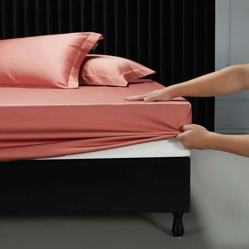 SaneShoppe-Luxury 1000TC Egyptian Cotton Fitted Sheet Solid Color Mattress Cover 160x200