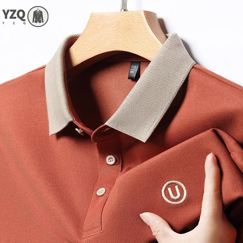 SaneShoppe-2024 Men's Embroidered Cotton Business POLO Shirt - Comfortable & Breathable