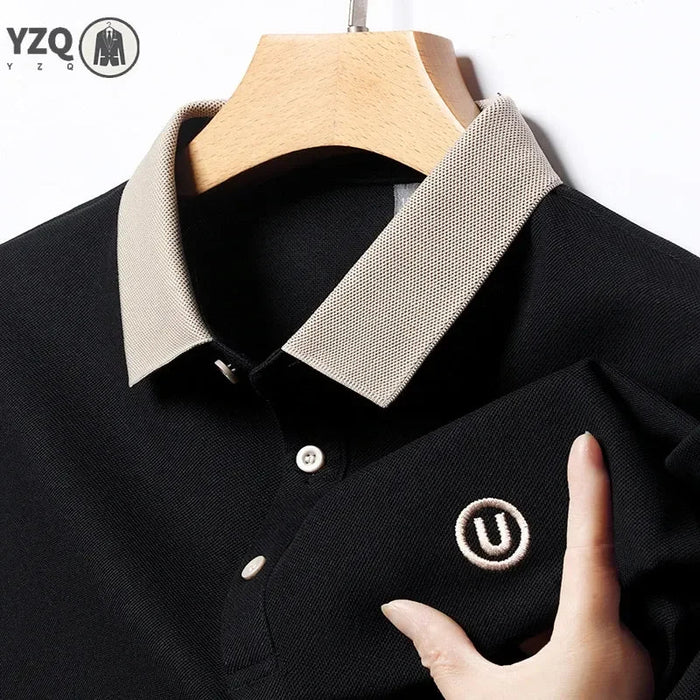 SaneShoppe-2024 Men's Embroidered Cotton Business POLO Shirt - Comfortable & Breathable