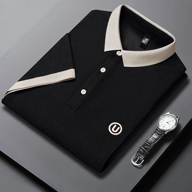 SaneShoppe-2024 Men's Embroidered Cotton Business POLO Shirt - Comfortable & Breathable