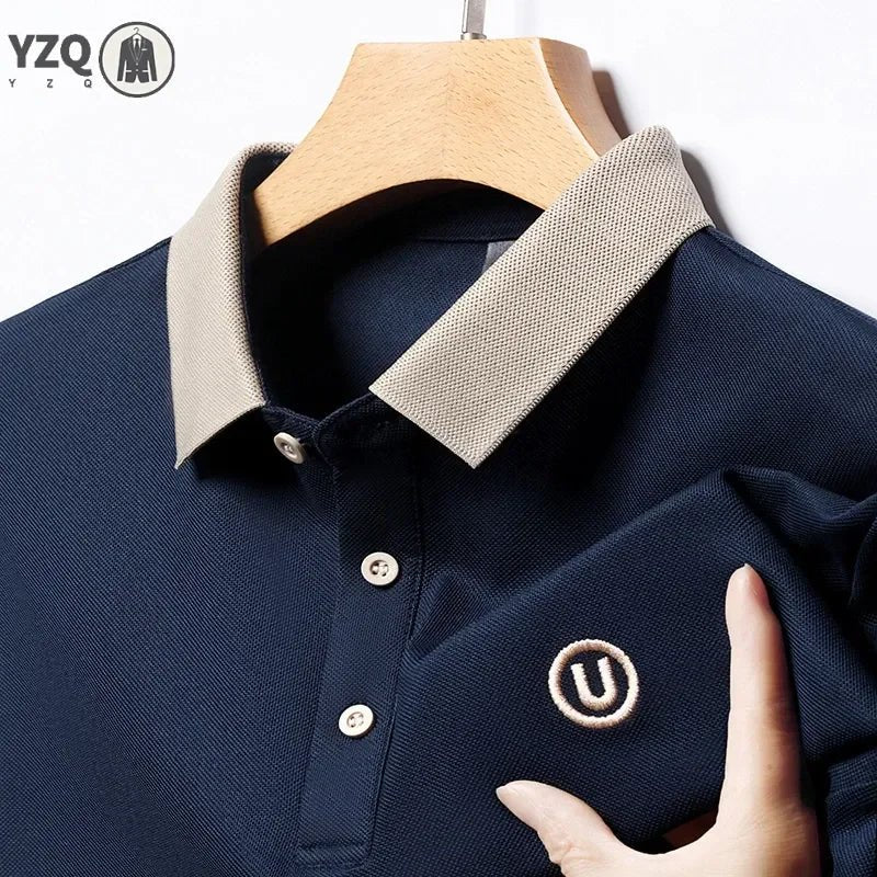 SaneShoppe-2024 Men's Embroidered Cotton Business POLO Shirt - Comfortable & Breathable
