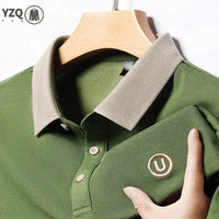 SaneShoppe-2024 Men's Embroidered Cotton Business POLO Shirt - Comfortable & Breathable