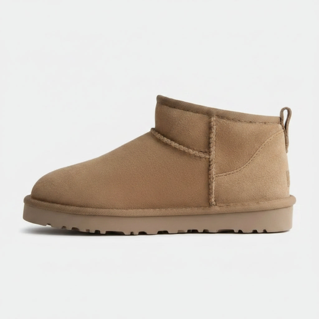SaneShoppe-Stylish Winter Snow Boots with Sheepskin & Leather, Trendy Casual Warm Shoes
