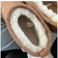 SaneShoppe-Stylish Winter Snow Boots with Sheepskin & Leather, Trendy Casual Warm Shoes