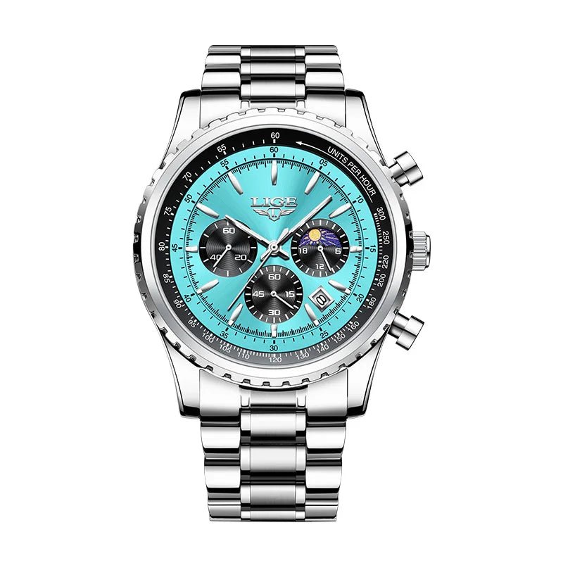 SaneShoppe-2027 LIGE Men's Luxury Chronograph Watch Waterproof Sport Wristwatch