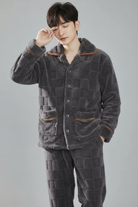SaneShoppe-Men's Flannel Pajama Set | Soft Sleepwear for Autumn Winter 2026