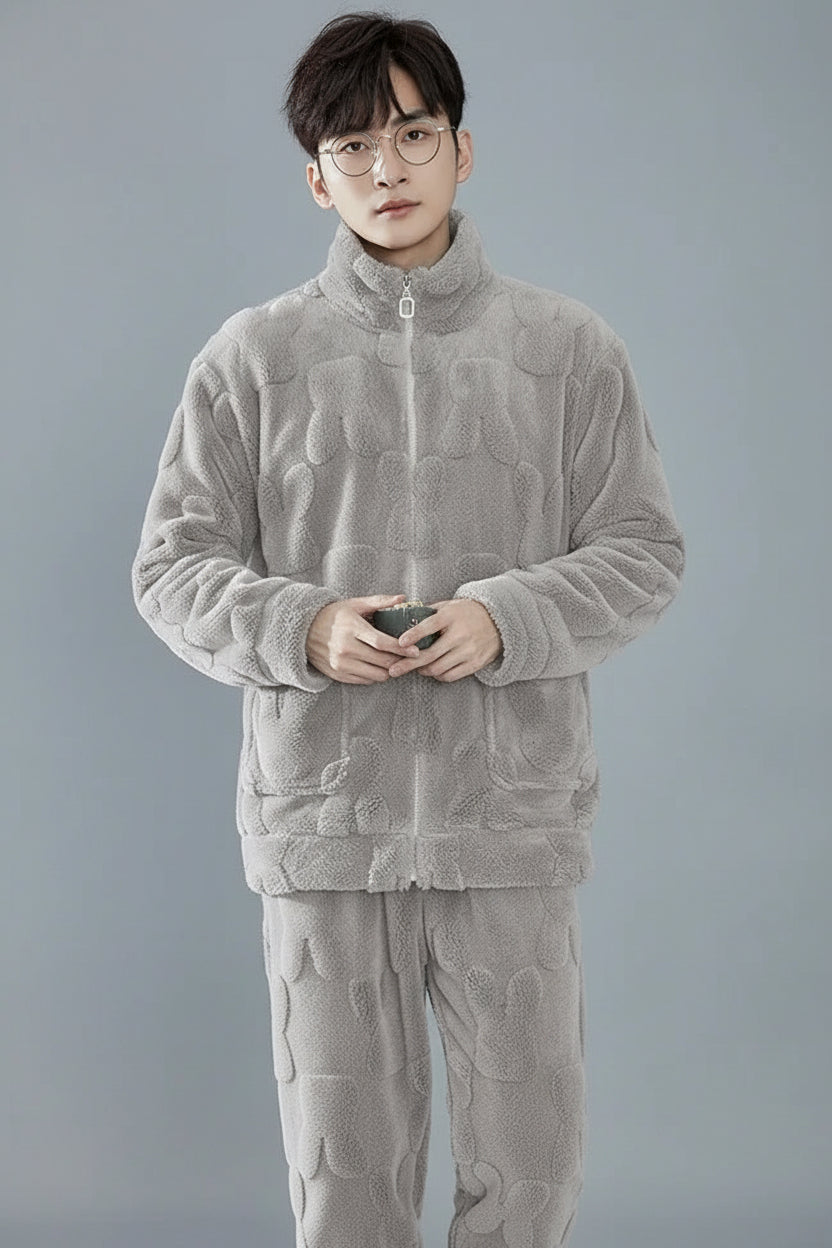 SaneShoppe-Men's Flannel Pajama Set | Soft Sleepwear for Autumn Winter 2026