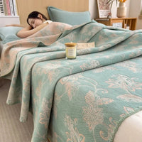 SaneShoppe - 2025 new cotton jacquard three - layer yarn wool towel quilt pure cotton blanket sofa cover blanket shawl blanket