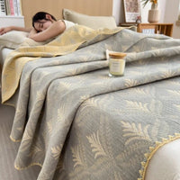 SaneShoppe - 2025 new cotton jacquard three - layer yarn wool towel quilt pure cotton blanket sofa cover blanket shawl blanket