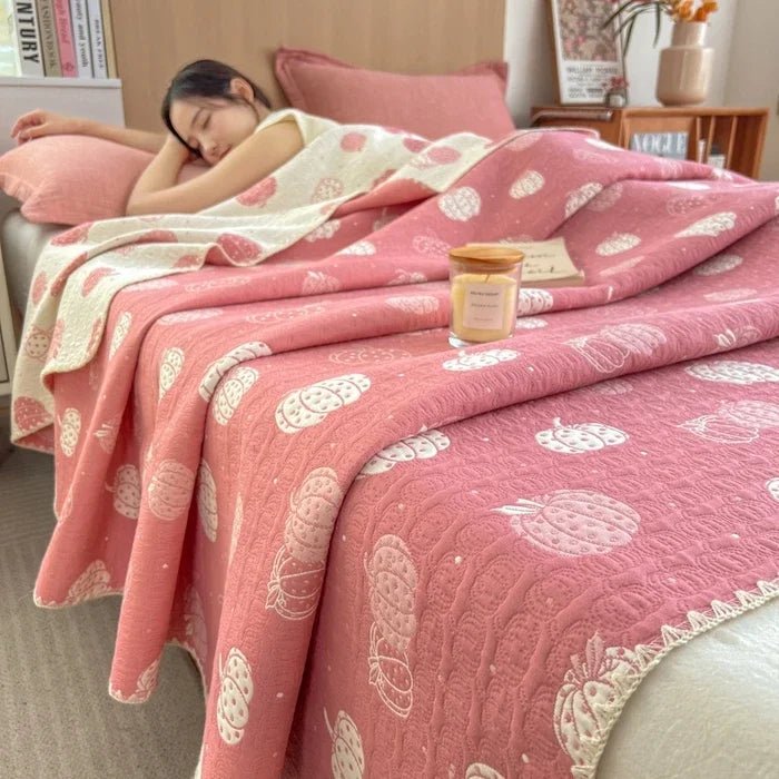 SaneShoppe - 2025 new cotton jacquard three - layer yarn wool towel quilt pure cotton blanket sofa cover blanket shawl blanket