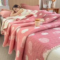 SaneShoppe - 2025 new cotton jacquard three - layer yarn wool towel quilt pure cotton blanket sofa cover blanket shawl blanket