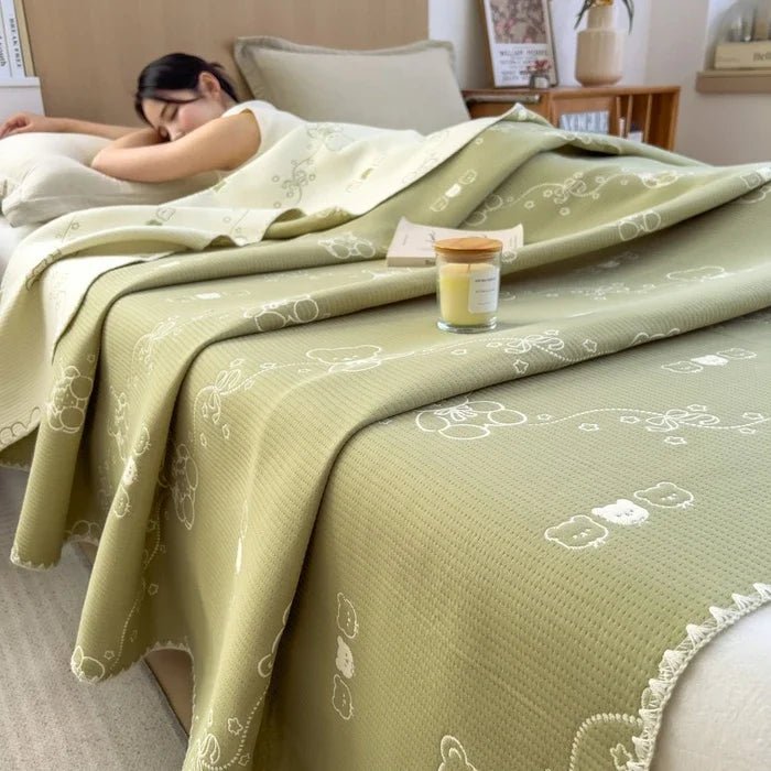 SaneShoppe - 2025 new cotton jacquard three - layer yarn wool towel quilt pure cotton blanket sofa cover blanket shawl blanket