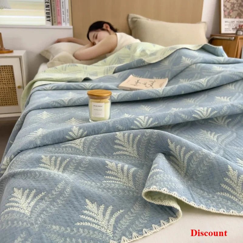 SaneShoppe - 2025 new cotton jacquard three - layer yarn wool towel quilt pure cotton blanket sofa cover blanket shawl blanket