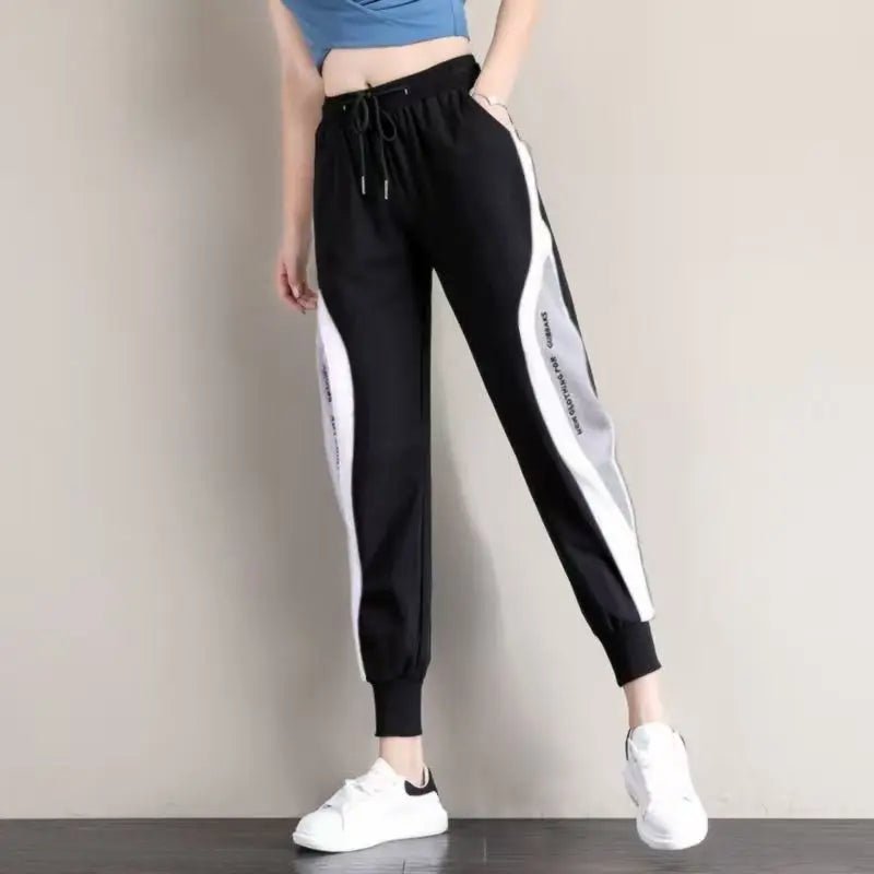 SaneShoppe-2026 Trendy Embroidered Sports Pants for Women Loose Fit Harem Style with Foot Guard