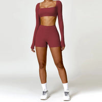 SaneShoppe-Women's Yoga Gym Set 2PCS Quick-Drying Sports Suit Long Sleeve Running Workout