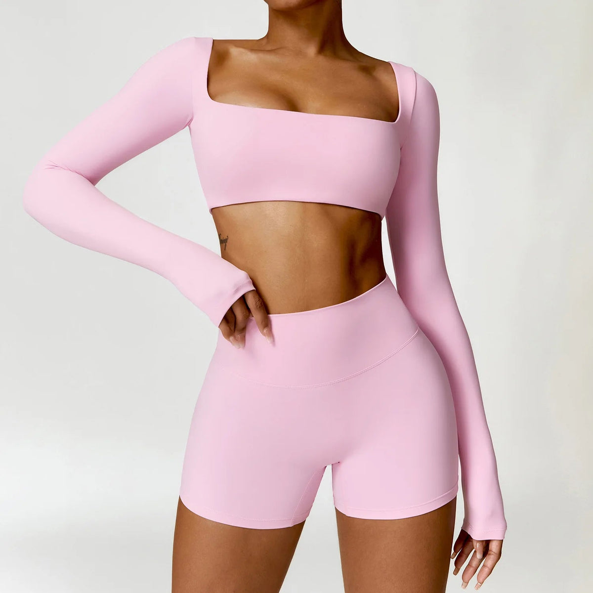 SaneShoppe-Women's Yoga Gym Set 2PCS Quick-Drying Sports Suit Long Sleeve Running Workout