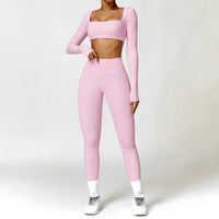SaneShoppe-Women's Yoga Gym Set 2PCS Quick-Drying Sports Suit Long Sleeve Running Workout