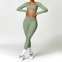SaneShoppe-Women's Yoga Gym Set 2PCS Quick-Drying Sports Suit Long Sleeve Running Workout