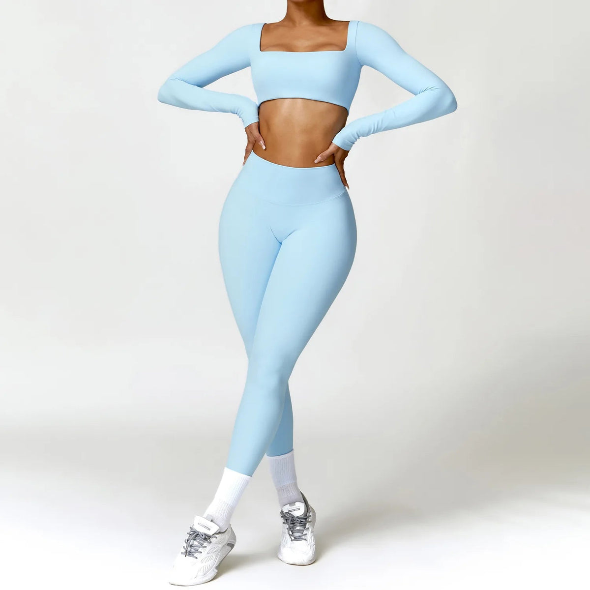 SaneShoppe-Women's Yoga Gym Set 2PCS Quick-Drying Sports Suit Long Sleeve Running Workout