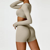 SaneShoppe-Women's Yoga Gym Set 2PCS Quick-Drying Sports Suit Long Sleeve Running Workout