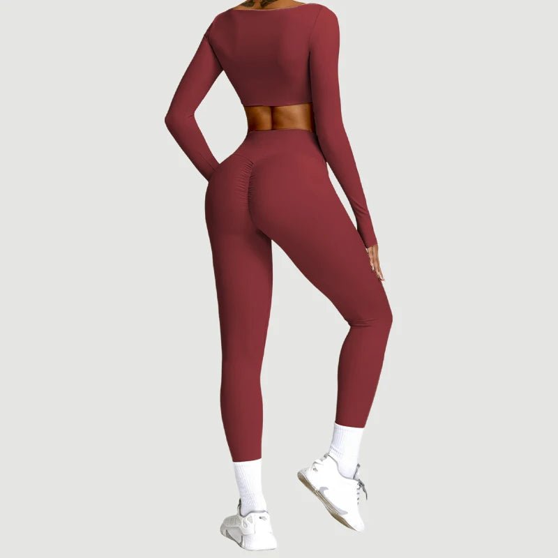 SaneShoppe-Women's Yoga Gym Set 2PCS Quick-Drying Sports Suit Long Sleeve Running Workout