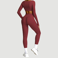 SaneShoppe-Women's Yoga Gym Set 2PCS Quick-Drying Sports Suit Long Sleeve Running Workout