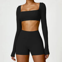 SaneShoppe-Women's Yoga Gym Set 2PCS Quick-Drying Sports Suit Long Sleeve Running Workout