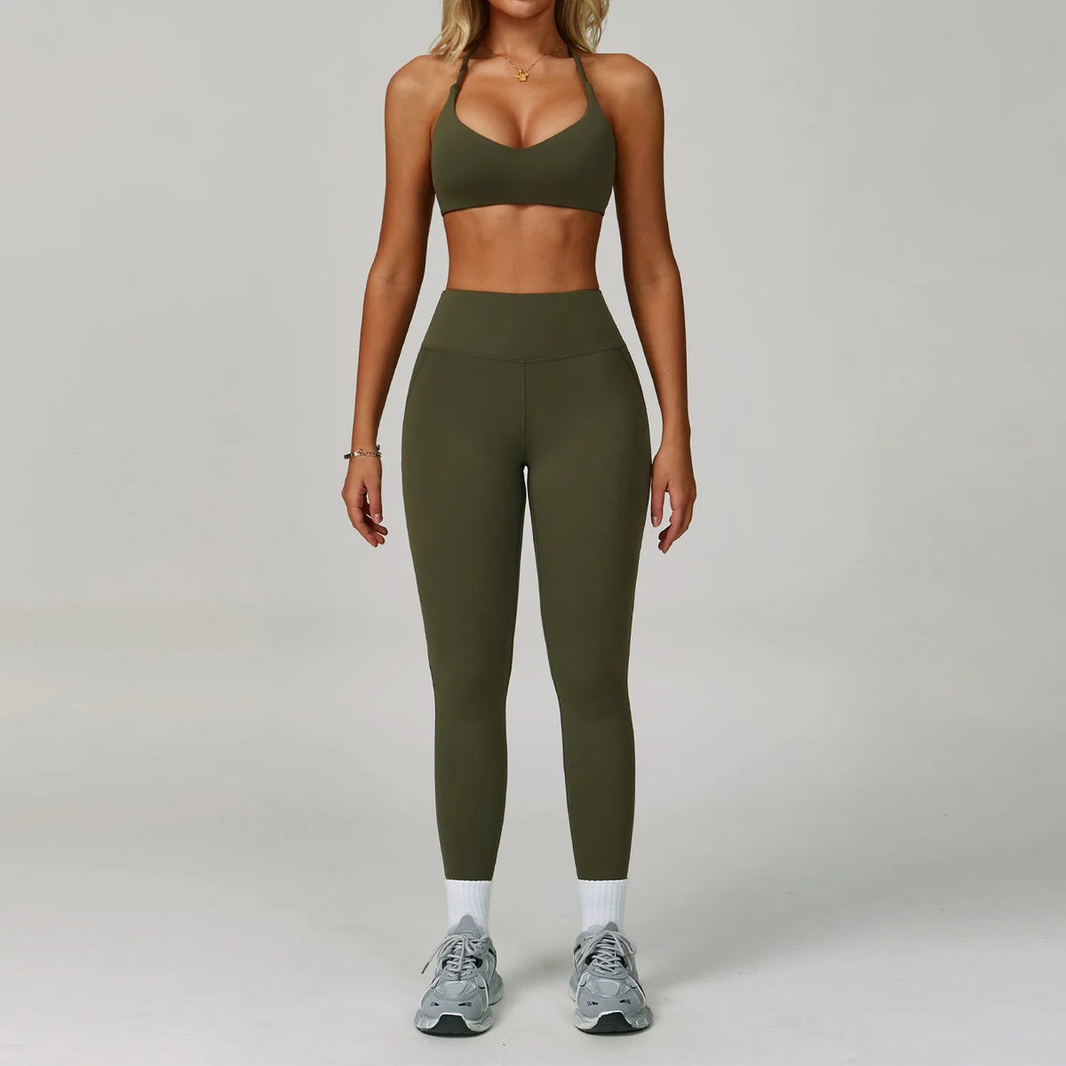 SaneShoppe-Women's Yoga Gym Set - Sports Bra & High Waist Leggings - Fitness Workout Outfit