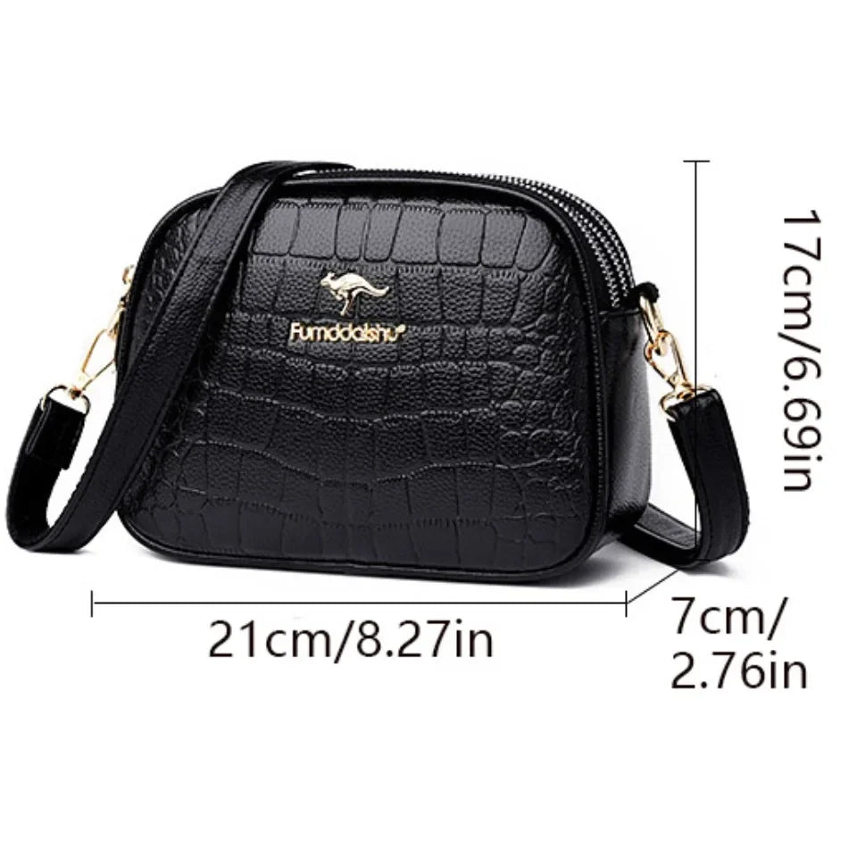 SaneShoppe-Luxury Crocodile PU Leather Women's CrossBody Bag with Zipper Pockets