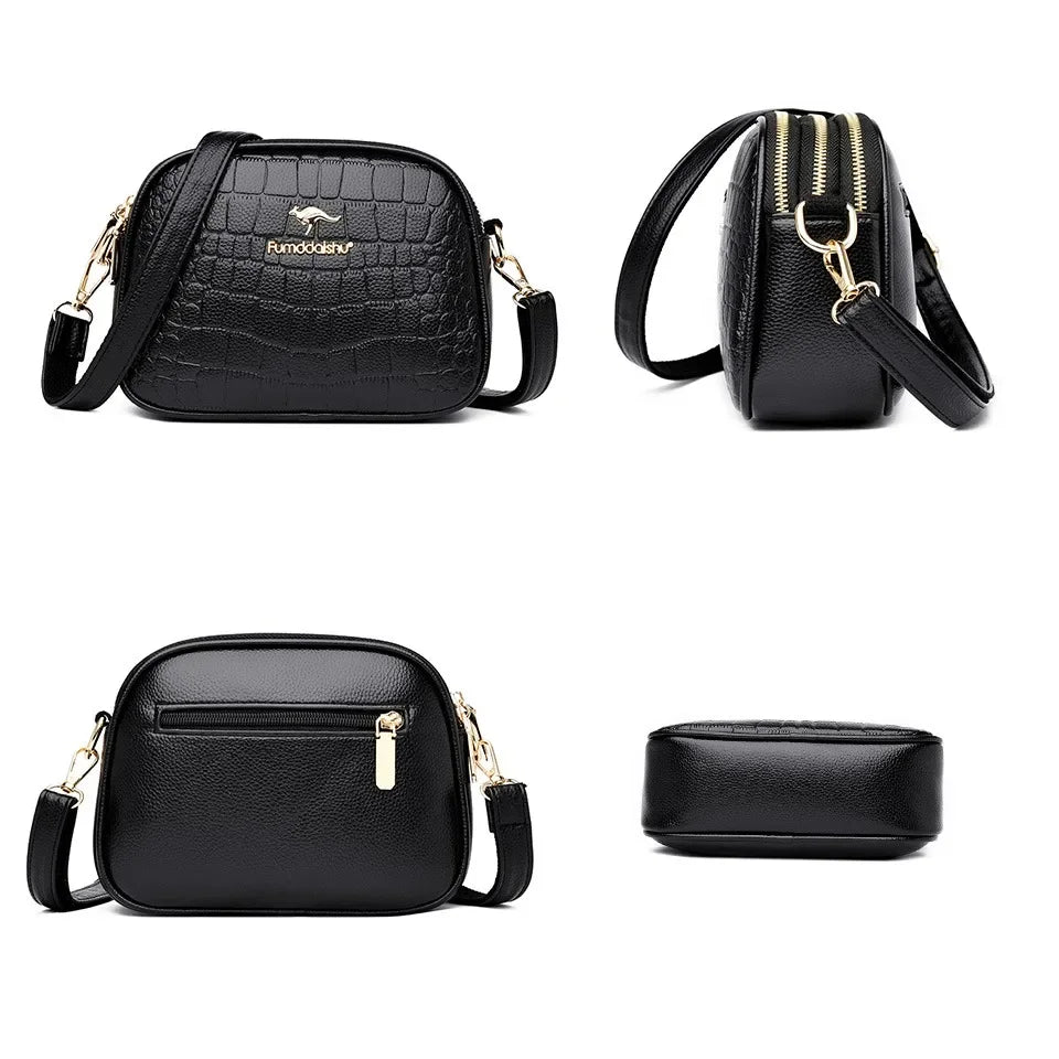 SaneShoppe-Luxury Crocodile PU Leather Women's CrossBody Bag with Zipper Pockets