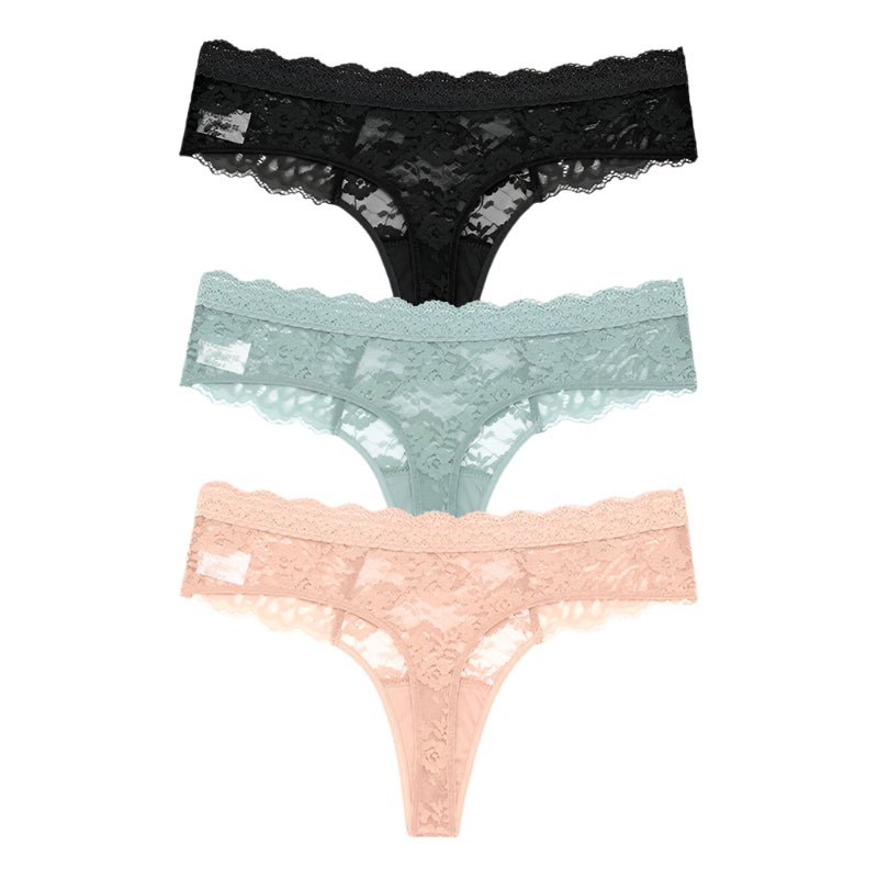 SaneShoppe - 3 PCS / Set S - XL Women Sexy Panties G - string Lace Lingerie Bikini