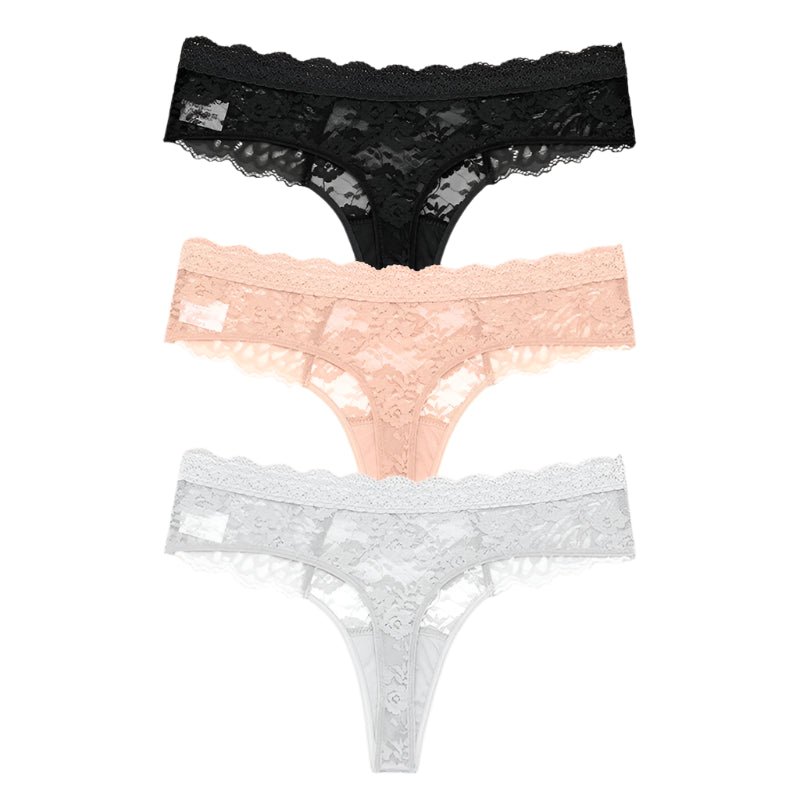 SaneShoppe 3 PCS / Set S - XL Women Sexy Panties G - string Lace Lingerie Bikini